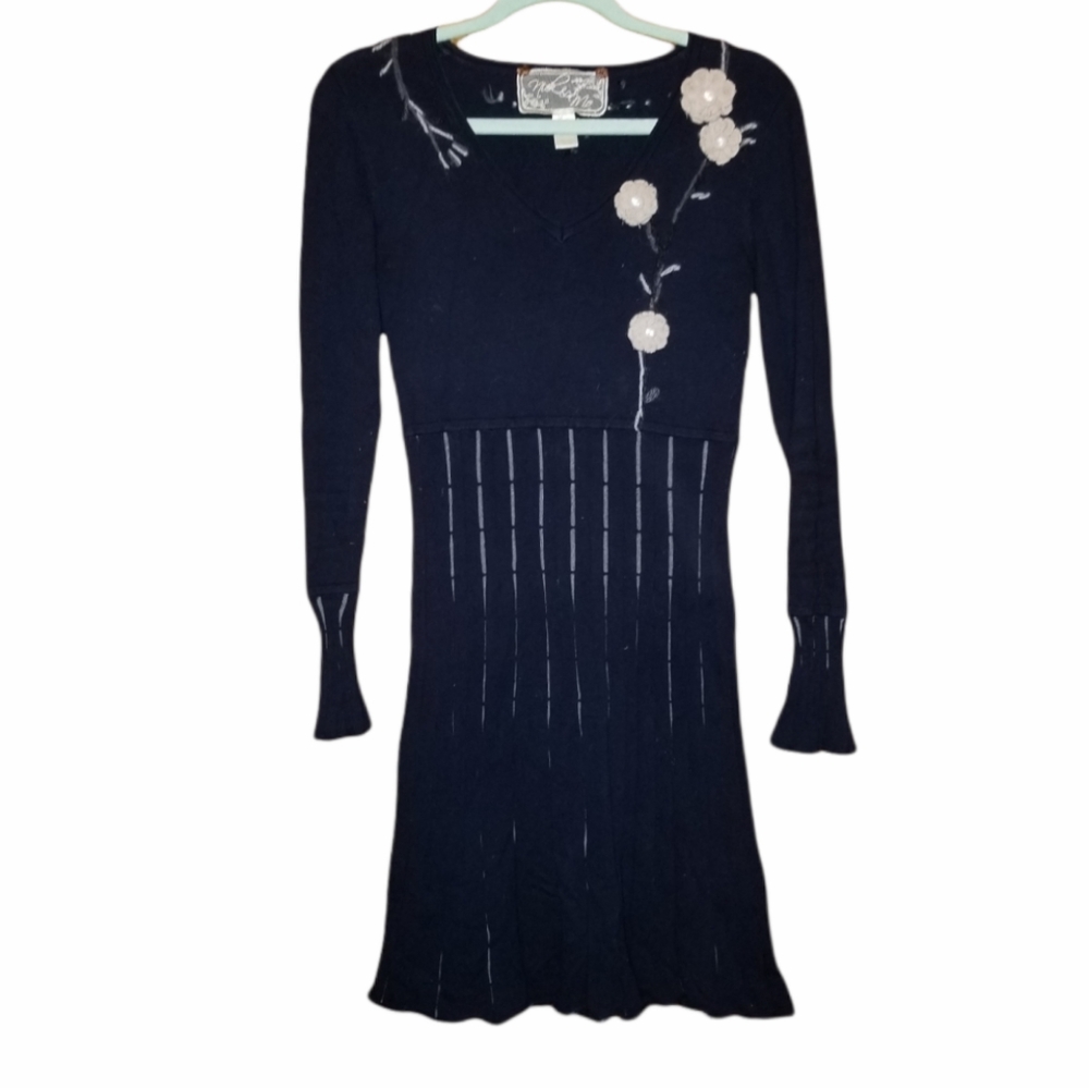 Nick & Mo Anthropologie Floral EmbellSweater Dress
